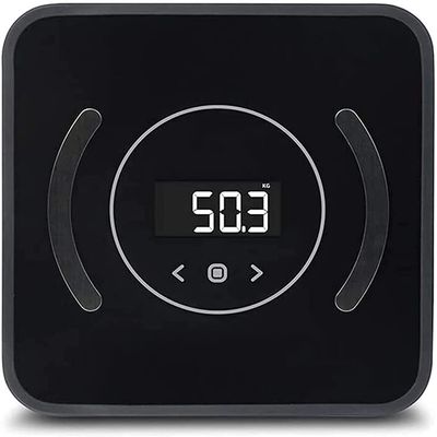 LEONYS Weight Scale, Body Bathroom Scale, Digital Electronic Scale with Step-On Technology, 6mm Tempered Glass Easy Read Backlit LCD Display, 400 Pounds, Black