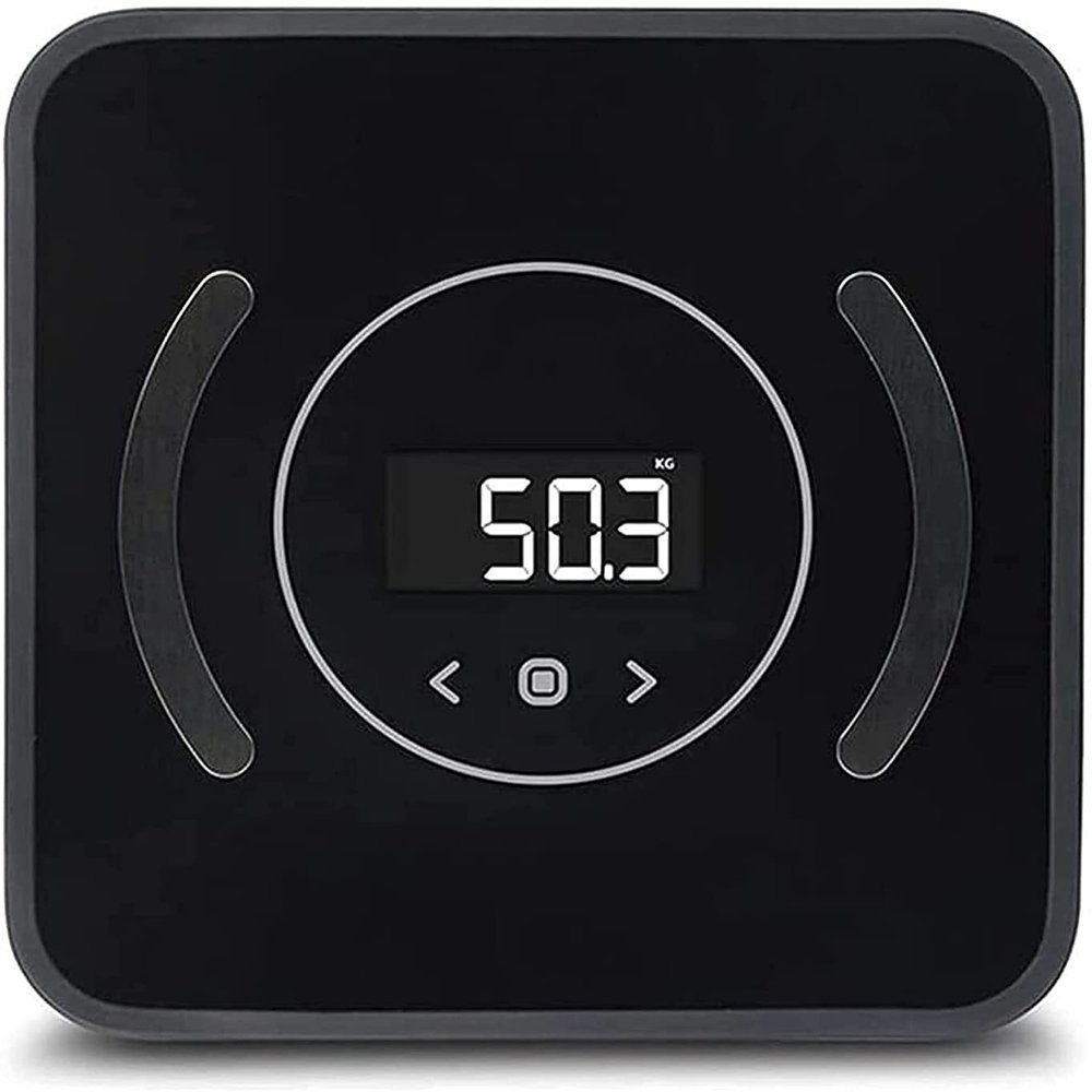 LEONYS Weight Scale, Body Bathroom Scale, Digital Electronic Scale with Step-On Technology, 6mm Tempered Glass Easy Read Backlit LCD Display, 400 Pounds, Black