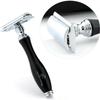 3 Pcs Mens Shaving Kit  Wet Shaving Set for Men  Double Edge Safety Razor Set with Shaving Brush and Razor Stand  Grooming Gift Set for Men  Black Color view 2