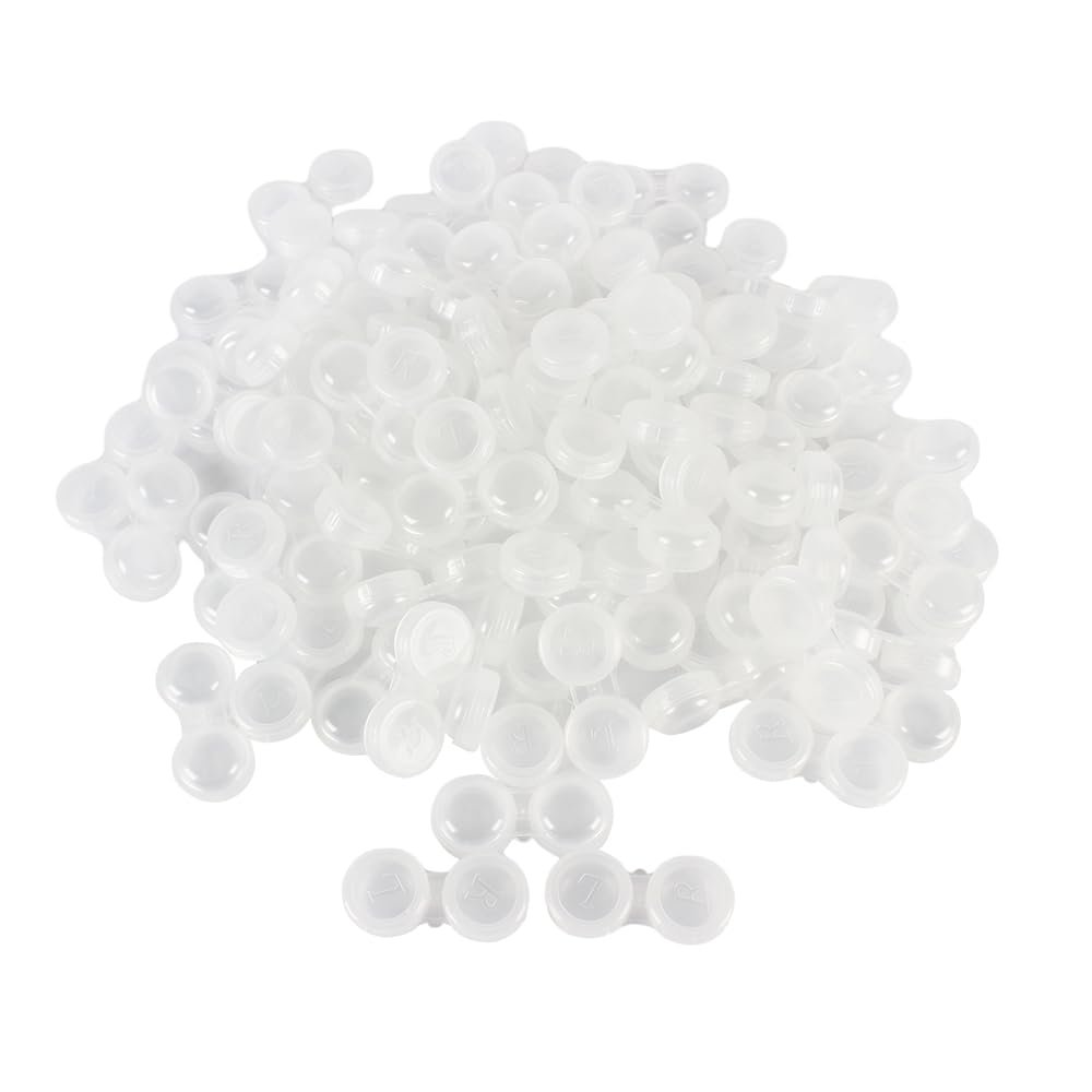 Dhoptical 100Pcs Contact lens case Colorful Contact Lens Holder Box Left/Right Eyes (White transparent)