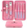 Tweezers Set for Facial Hair Removal Women, 8Pcs Precision Eyebrow Tweezers Nail Clipper Set Eyebrow Plucker Men for Ingrown Hair Removal (Pink) view 1