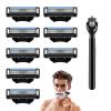 8Pcs Razor Blades Refills with 1 Handle Razors for Mach 3 Blades Replacement Blade with Double Lubrication Strip Compatible with Mach 3 Handles Shaving Manual Shaver Blade Men Father Boyfriend view 1