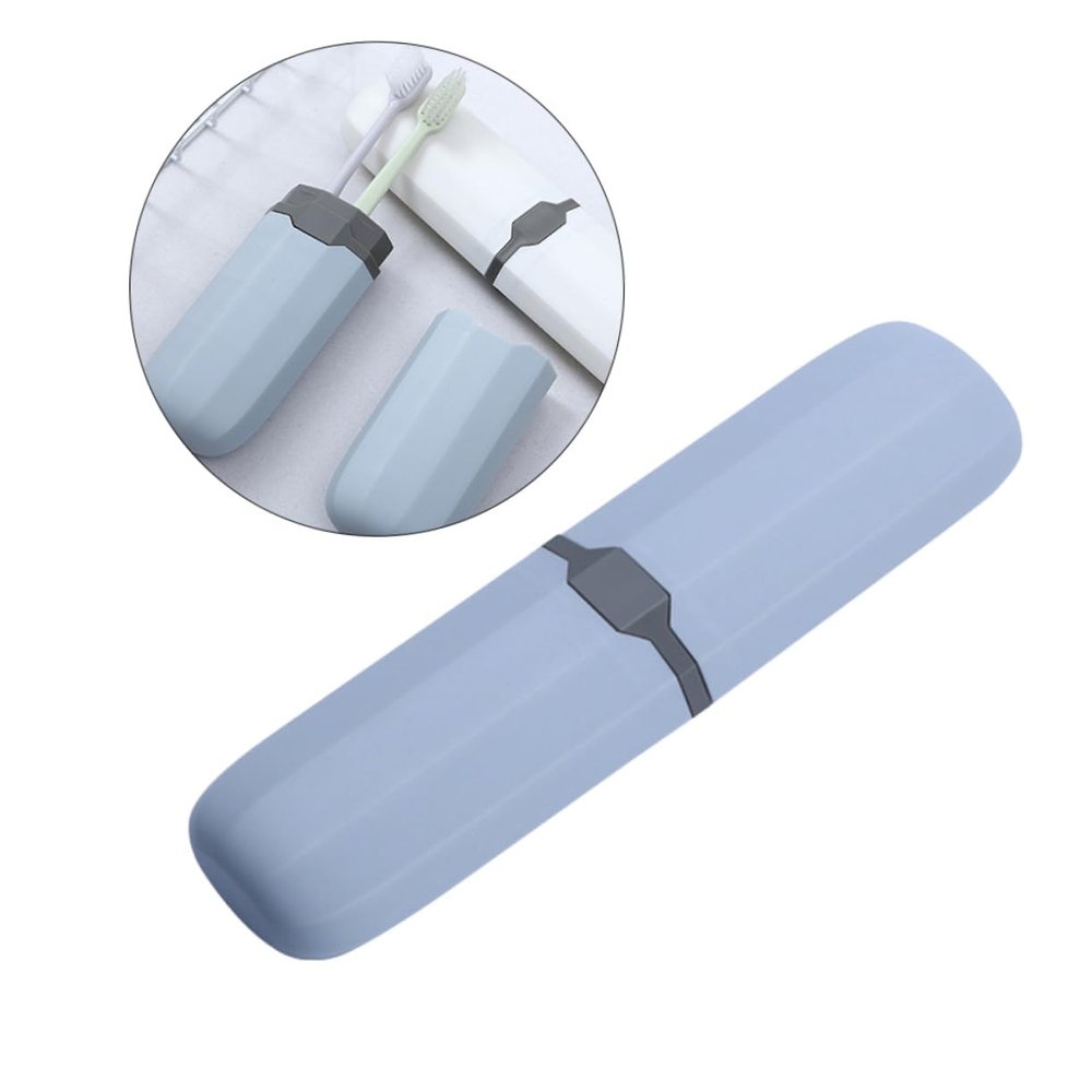 Gatuida Tooth Brush Case Travel Portable Toothbrush Case Holder Storage for Travel (Grey Blue)