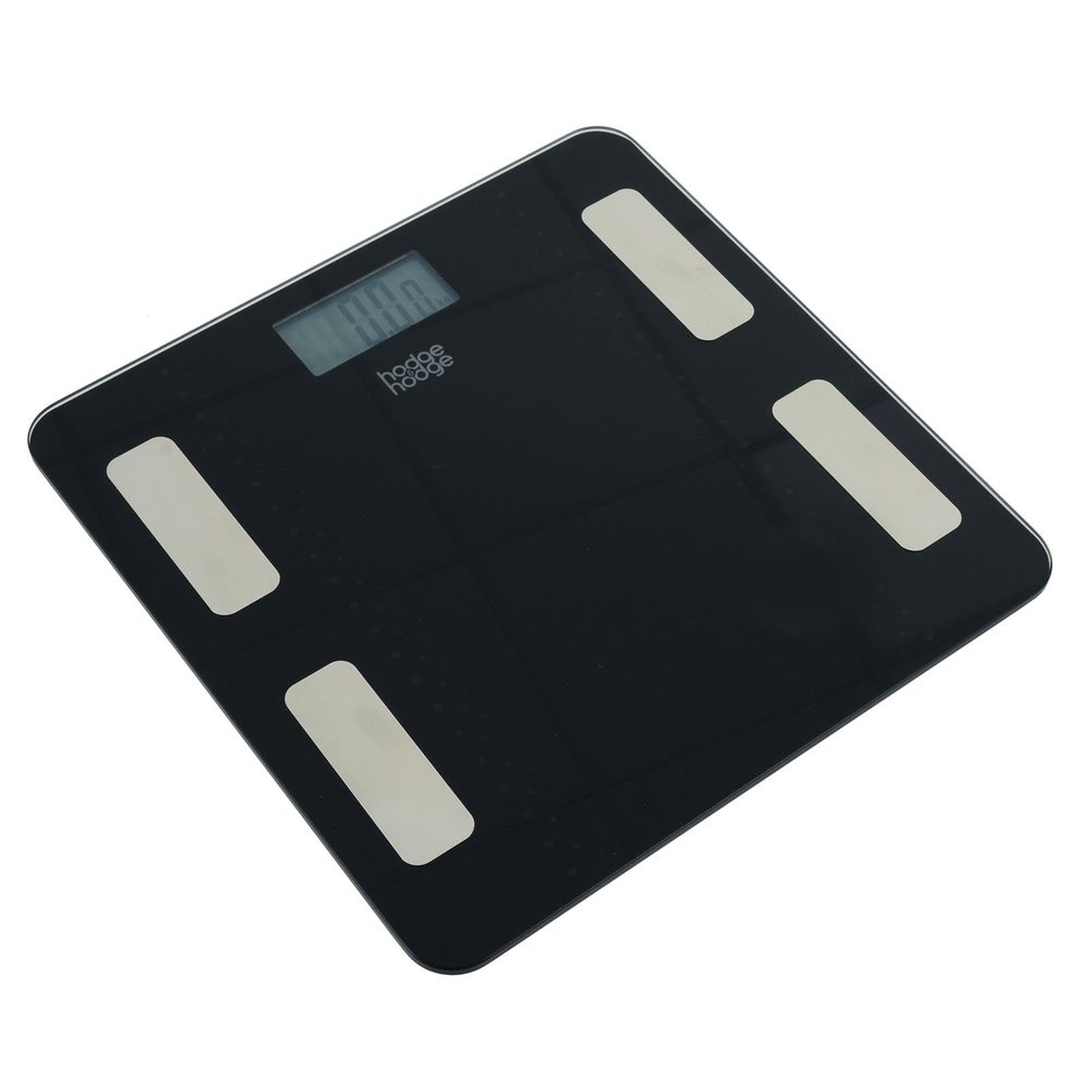 Black Smart Scale Pro Digital Bathroom Scale Bluetooth Multi-User Body Composition Analyser with App Measures Weight, Body Fat, Water, Muscle, Bone, BMI, Heart Rate, Large LCD, Easy Button