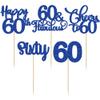 30 Pack Happy 60th Birthday Cupcake Toppers Glitter Sixty Cheers to 60 Years Old Birthday Cupcake Picks for 60th Anniversary Party Cake Decorations Supplies Dark Blue view 3