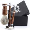 Haryali London Shaving Kit - 3 Pc Wooden Shaving Kit - Double Edge Safety Razor - Super Badger Shaving Brush - Shaving Stand from Wood and Stainless Steel - Sustainable Shaving Set as a Gift Set view 1