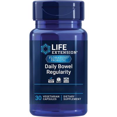 Life Extension, Florassist Daily Bowel Regularity, with Bifidobacterium lactis, 30 Capsules, Lab-Tested, Gluten-Free, Vegetarian, Soy-Free, GMO-Free