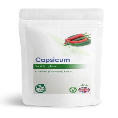 Capsicum Tablets 500mg | Natural High Strength Extract | Vegan | Capsaicin (Pack of 30)