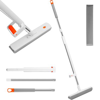 Glvyou Sponge Mop with Replacement Sponge Head Hands Free Self Wringing Mop with 47.2 Inch Ergonomic Handle Absorbent Foam Mop Sponge Squeeze Mop Reusable Sponge Floor Mop for Home Floor Cleaning !