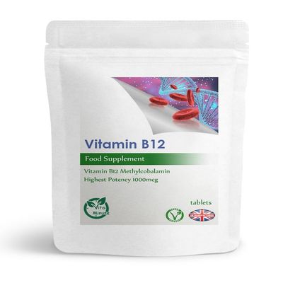 Vitamin B12 Tablets High Strength 1000mcg (Vegan) Methylcobalamin - Tiredness, Fatigue Relief, Immunity Support (Pack of 90)