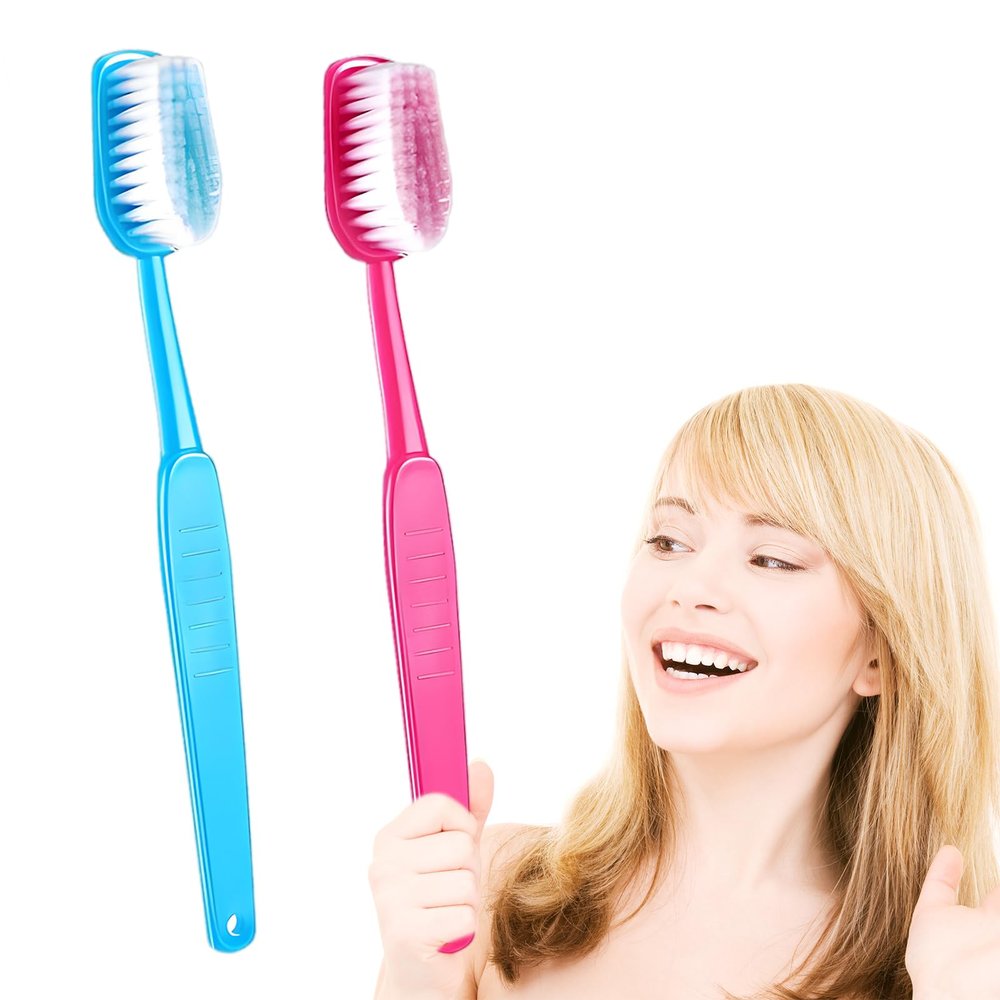 2 Pack 15.75x1.57 Inches Giant Toothbrush Props, Oversized Gag Novelty Bath Brushes, Red and Blue for Costume Accessory, Photo Shoots, Party Favors, Pet Grooming