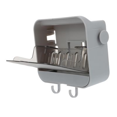 MAGICLULU Wall Mounted Soap Dish Two Hooks Material for Bathroom Vanity Kitchen Sink Counter Practical Storage Shelf