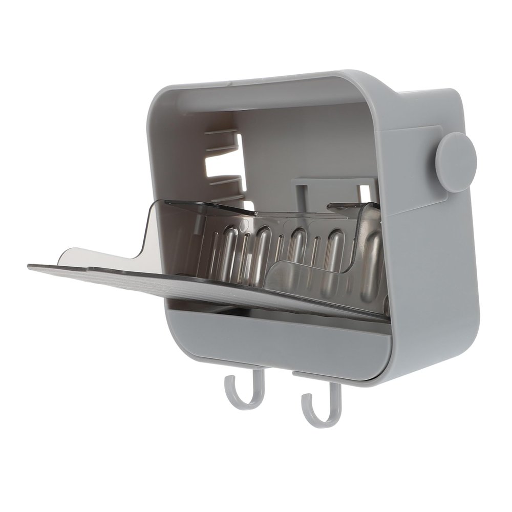 MAGICLULU Wall Mounted Soap Dish Two Hooks Material for Bathroom Vanity Kitchen Sink Counter Practical Storage Shelf