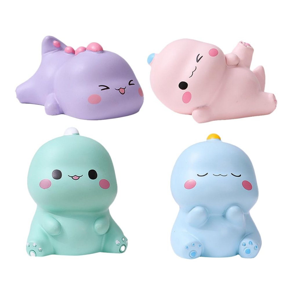 Cabilock 4pcs Dinosaur Ornaments Resin Mini Dinosaur Statues Car Adornment for Boys and Girls Arts Crafts Figures