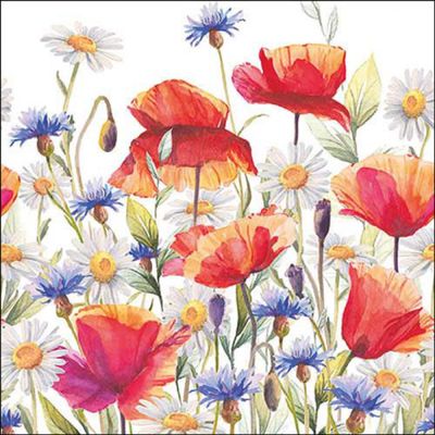 20 Ambiente Paper Napkins Poppies and cornflowers Vintage Table Decoration with Motif Also for Party or Decoupage 33 x 33 cm