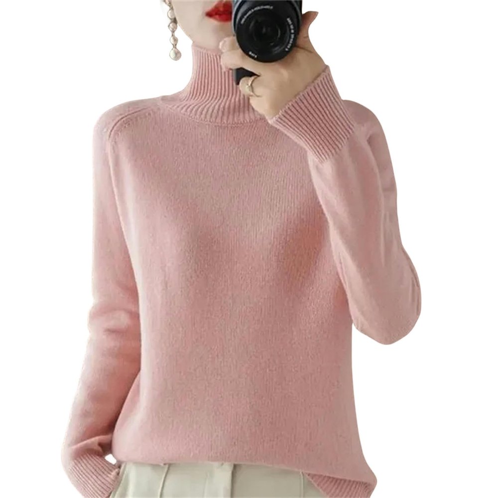 CBLdF Women's Jumper Turtleneck Pullover Fall Women Casual Long-Sleeved Loose Pullover Women's Top-P-L