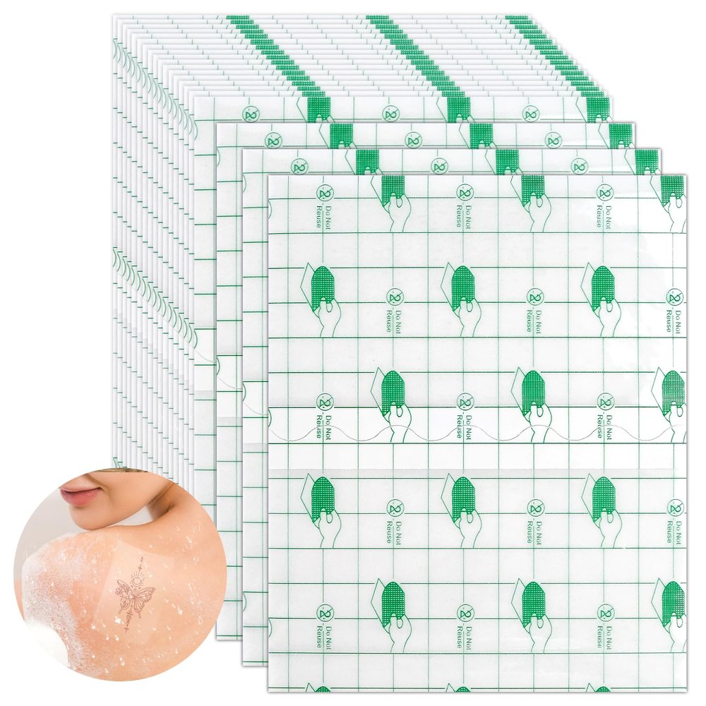 20Pcs Clear Adhesive Skin Covers, 12x10CM Transparent Bandage Waterproof, Tattoo Aftercare Bandage, Stretch Adhesive Second Skin Film Bandages fo Dressing Swimming Shower