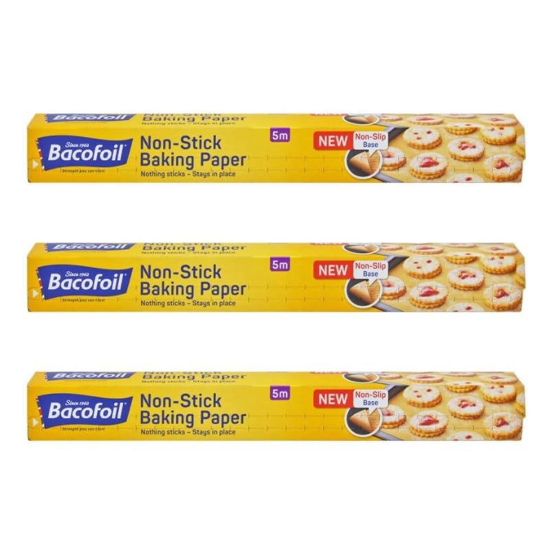 3 Pack Non Stick Baking Paper 38cm Wide x 5m Long | Ideal for Kitchen Use - Easy Cleanup & Hassle-Free Baking (Pack of 3)
