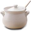 Ceramic Casserole Dish With Lid,Round White Ceramic Tureen Soup,Heat-resistant Earthenware Pot Ceramic Casserole,Stovetop Ceramic Clay Pot,Double Handle Hot Pot(Color:White,Size:6L) (White 4L) (W (Whi view 2