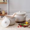 Ceramic Casserole Dish With Lid,Round White Ceramic Tureen Soup,Heat-resistant Earthenware Pot Ceramic Casserole,Stovetop Ceramic Clay Pot,Double Handle Hot Pot(Color:White,Size:6L) (White 4L) (W (Whi view 4