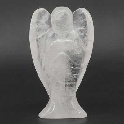 3" Angel Figurine Natural Gemstone Carved Crystal Stone Lucky Crafts Home Room Desk Decoration Statue Gift 1pc (Color : Clear Quartz)