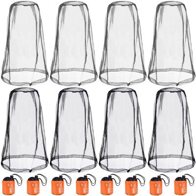 Wholelovein 4 Pack Gray & 4 Pack Black Mosquito Covers Wearable Head Net Face Mesh Protecting Net Mosquito Fly Insects Bugs Preventing for Outdoor Hiking Camping