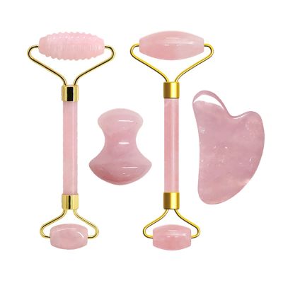 Home Collections Natural Gouache Scraper Jade Roller Rose Quartz Massage Roller Gouache Scraper Pink Crystal Facial Scraper Jade Facial Roller,Type D