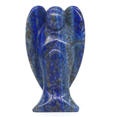 3" Angel Figurine Natural Gemstone Carved Crystal Stone Lucky Crafts Home Room Desk Decoration Statue Gift 1pc (Color : Lapis)
