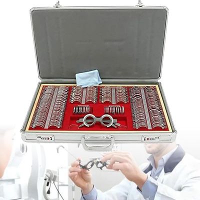 266 Pieces Optical Trial Lenses Set, Optical Lens Optometry Rim Case with Trial Glasses Test Frame Evidence Box Aluminum Rim Kit