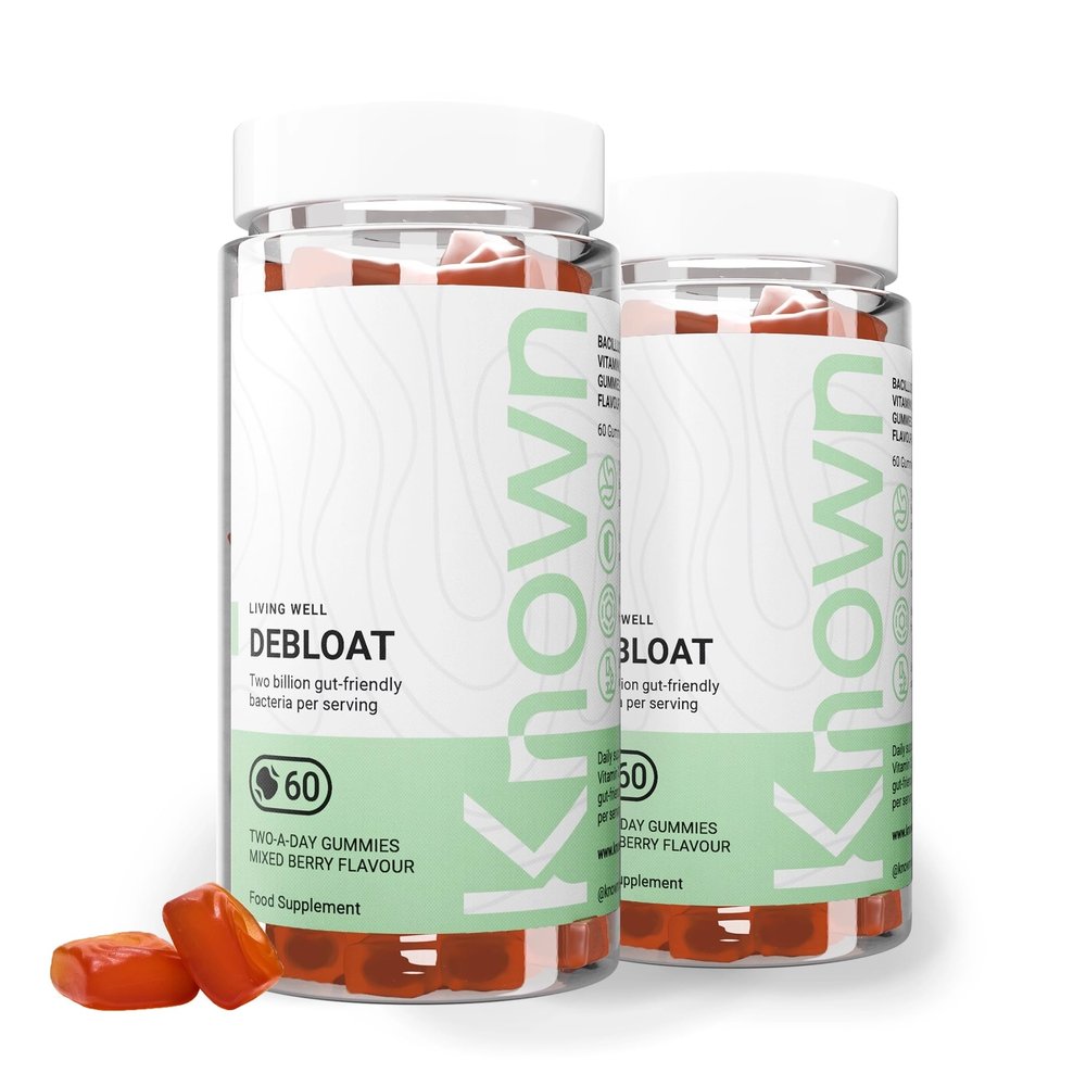 Known Delicious Debloat Gut Support Gummies - 2 Billion CFU Bacillus Coagulans & Vitamin C - Natural Mixed Berry Flavour - 60 Gummies, 2 Months Supply