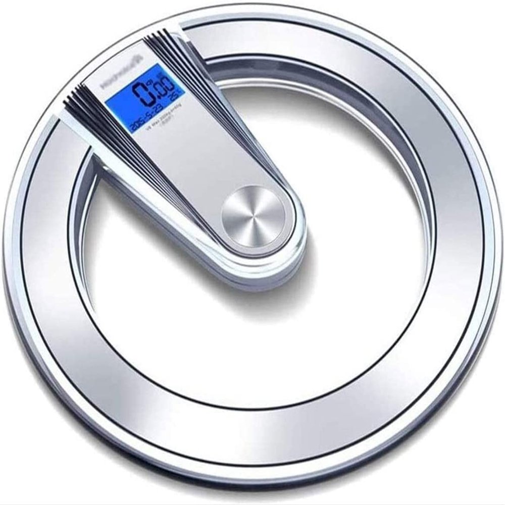 ARTSZY Digital Body Weight Bathroom Scale, Large Blue LCD Backlight Display, High Precision Measurements, 6mm Tempered Glass, 400 Pounds, Silver
