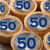 24 50th blue grey silver edible party decorations Iced/Icing Cupcake Topper Edible Fairy Cake Bun Toppers Round view 1