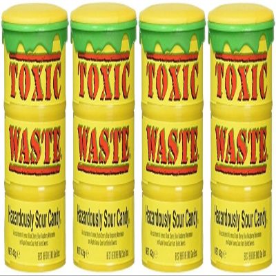 4x Toxic Waste Yellow Drum Sour Candy Sweets Treat 42g - Ultra Sour Retro Sweets Candy For Halloween Trick or Treat, Birthday