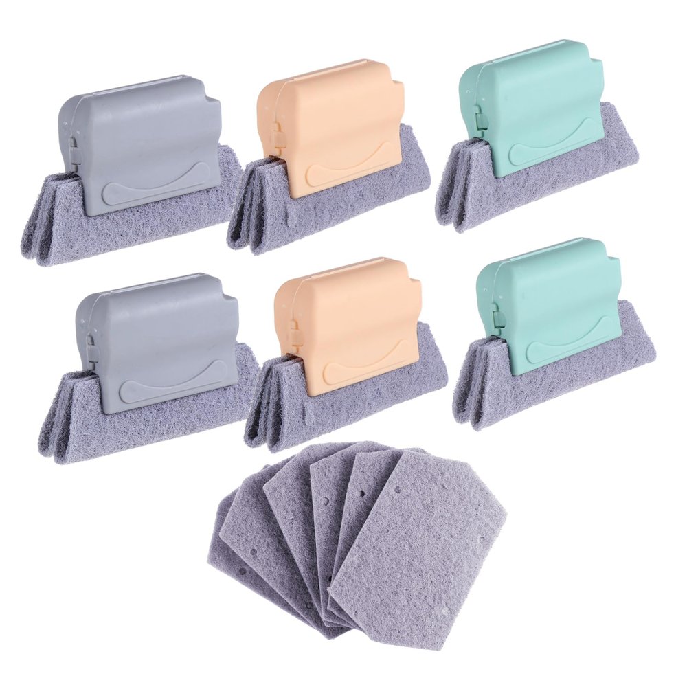 Gatuida Window Groove Cleaning Brush Random Color Pp and 12pcs Window Track Cleaning Tools Set Scouring Pad Easy to Wash