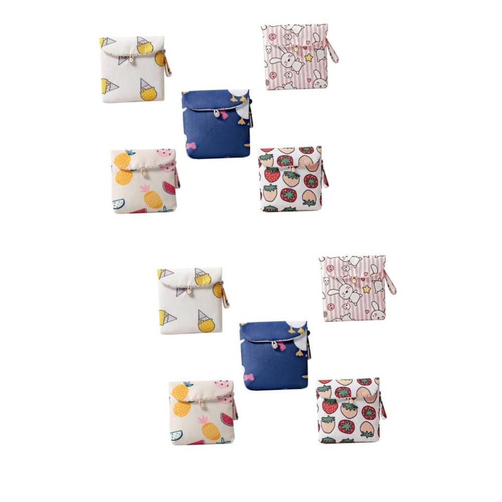 GLEAVI 10pcs Sanitary Towel Pouch for Women Portable Travel Beach Bag Buckle Outdoor Diaper Bag for Girls