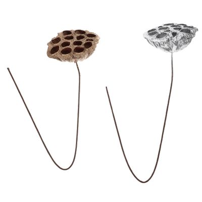2pcs Office Decore Home Goods Home Decor Artificial Flowers Bouquet Flower Arrangement Supplies Fake Water Lily Fake Flower Stem Decorative Home Decor Desktop Fake Lotus Seedpod