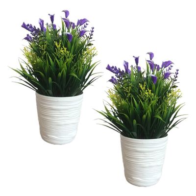 2pcs Simulated Potted Plant Desk Decorations Statue Decor Office Decor Artificial Pot Flowers Artificial Bonsai Tree Artificial Patio Plants Pp, Iron, PVC Home Bonsai Decor (Color : Purple, Size :