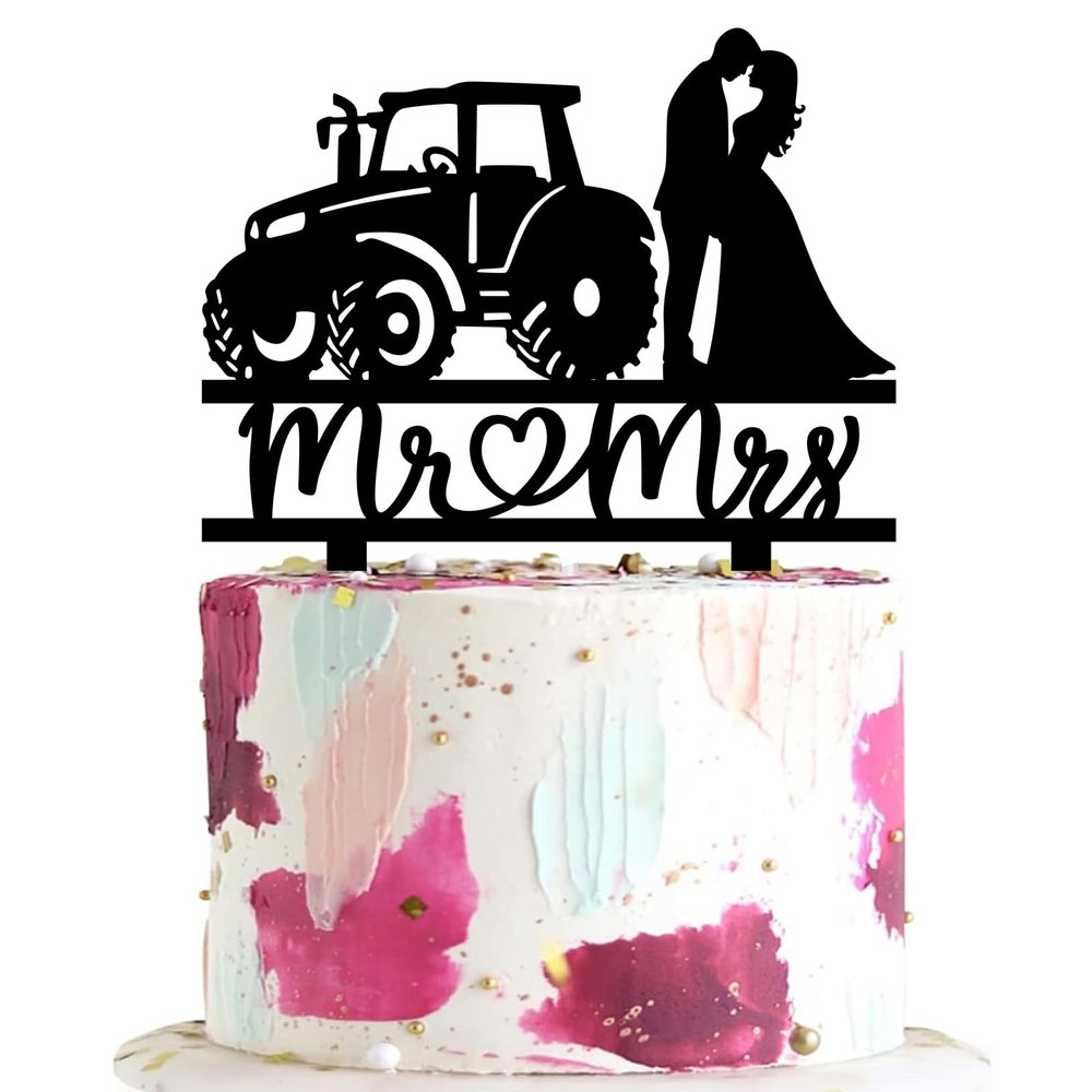 keonsatrz Farmer Wedding Cake Topper Tractor wedding cake topper Country Themed Cake Decoration for Wedding Anniversary Bridal Shower Party Supplies