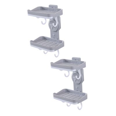 IMIKEYA 2pcs Double Layer Soap Rack Hook Wall Mounted Soap Holder for Bathroom Shower Suction Cup Holder Rack