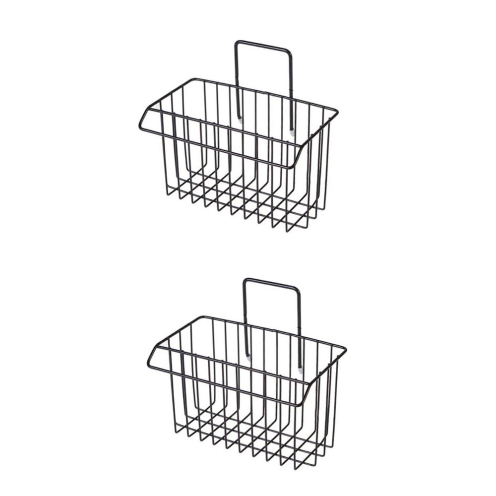Ciieeo 2pcs Iron Wall-mounted Sink Shelf for Bathroom Storage Drain Organizer Rack Black Finish for Small Spaces