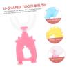 IWOWHERO 6pcs Manual Kids U Shaped Toothbrushes Soft Silicone Brush Head 360-Degree Teeth Cleaning Tool for Children Mixed Colours view 2