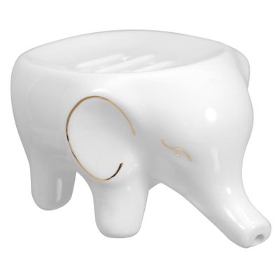 OUNONA Elephant Shape Ceramic Soap Box for Bar Soap Dish Grey Bathroom Sinks for Home Use