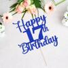 Kaoenla Happy 00th Birthday Cake Topper,Hello 00Cheers to 00 Years,00th Anniversary Cake Topper men and women/boy girl 00 years old happy birthday Party Decoration (17th, blue) view 2