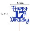 Kaoenla Happy 00th Birthday Cake Topper,Hello 00Cheers to 00 Years,00th Anniversary Cake Topper men and women/boy girl 00 years old happy birthday Party Decoration (17th, blue) view 3