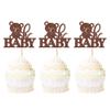 Ercadio 24 Pack Coffee Glitter Bear Oh Baby Cupcake Toppers & Picks - Bear Themed Baby Shower & Birthday Party Cake Decor Supplies view 1