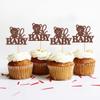 Ercadio 24 Pack Coffee Glitter Bear Oh Baby Cupcake Toppers & Picks - Bear Themed Baby Shower & Birthday Party Cake Decor Supplies view 3