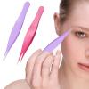 2pcs Precision Eyebrow Tweezers for Ingrown Hair Remover Sharp Blackhead Remover Stainless Steel Tweezers for Men & Women(Purple) view 1