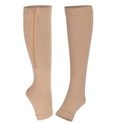 HERCHR Compression Stockings, 2PCS Elasticity Compression Long Socks Support Stocking Nylon Material Elastic Open Toe Leg Socks for Sports Leg Arms