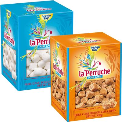 La Perruche White and Brown Natural Cane Sugar Cubes 500g each (Pack of 2)
