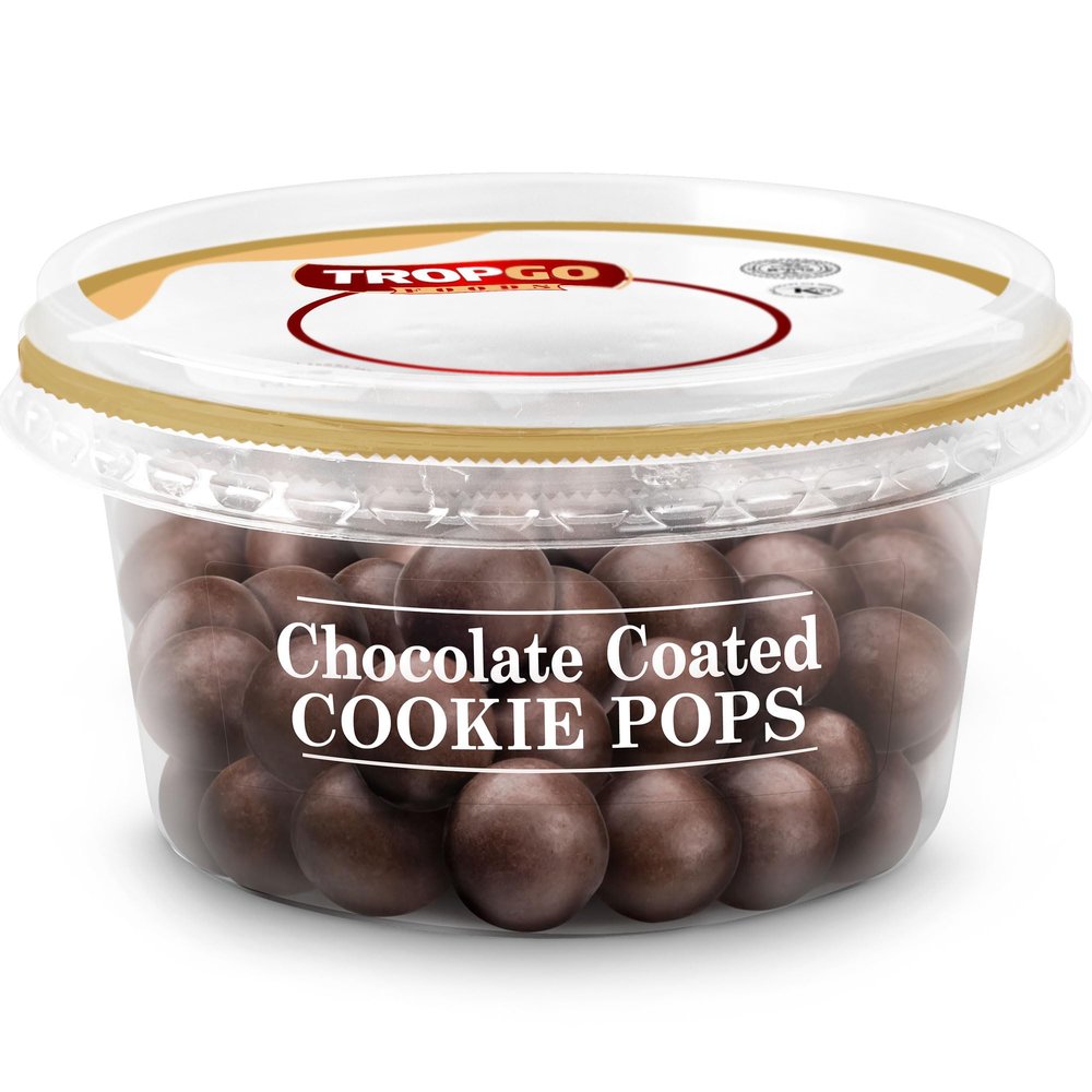 Tropgo Chocolate Coated Cookie Pops 180gm Chocolate Tub - Non-GMO Cookies Coated in Chocolates - Ready-to-Eat Choco Snacks